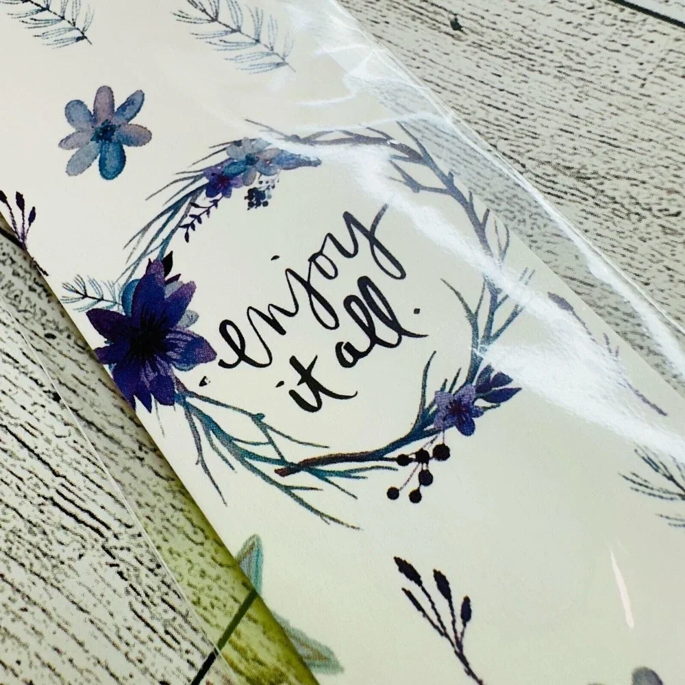 Enjoy It All Floral Bookmark Blue Cardstock Bookish Reading Accessory Gift NEW‎